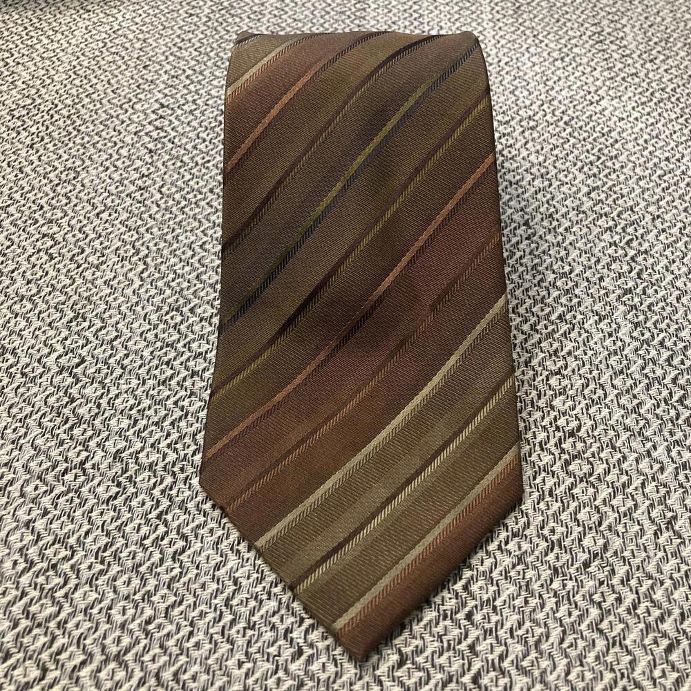 Alfani Brown Striped Silk Tie 60/4